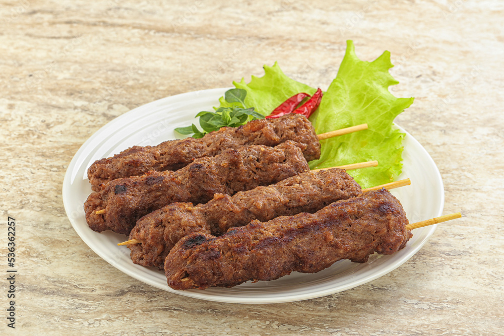 Beef kebab skewer minced meat Beef kebab skewer minced meat