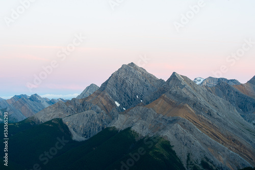 jagged mountain peaks at sunset