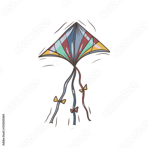 Kite set large children's toy bright cartoon separate elements different on a white background separately drawn by hand