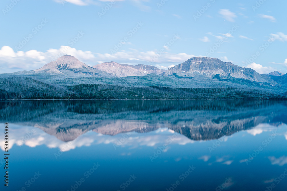 a blue hour landscape in Glacier National Park in Montana