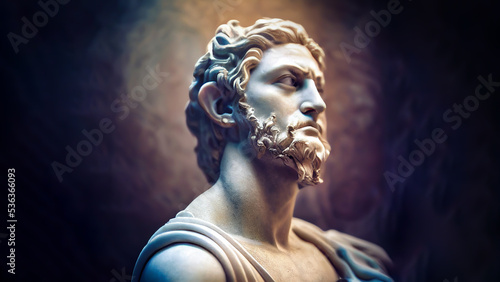 Illustration of a Renaissance marble statue of Pan. He is the God of nature, the forest, and the wild. Pan in Greek mythology, known as Faunus in Roman mythology.