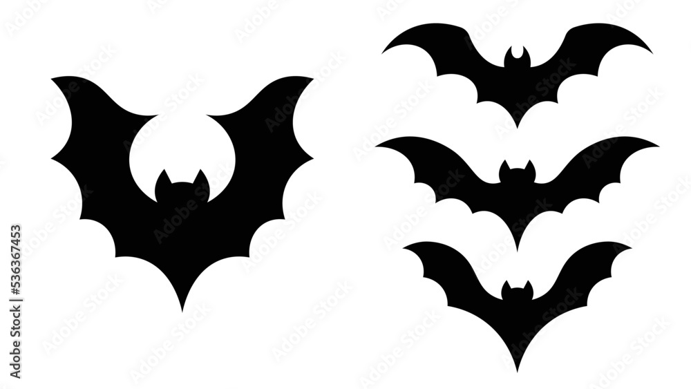 Silhouette bats set situared on white background vector image.