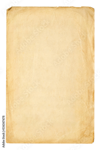 Craft paper background, ancient manuscript page texture isolated on white