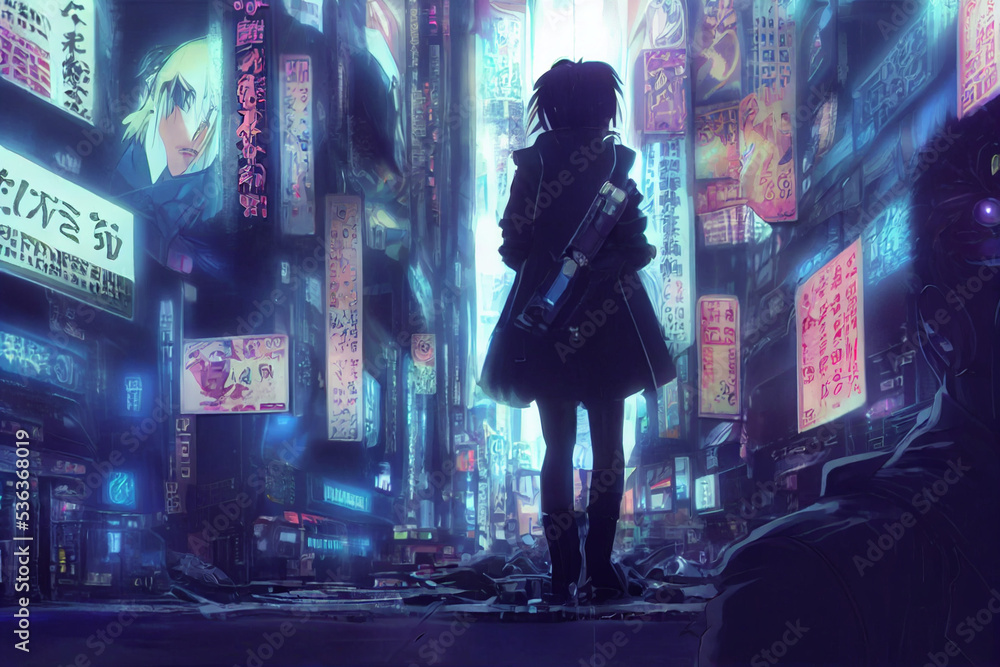 anime girl person in the city
