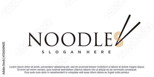 Noodles logo icon  illustration with creative design premium vector