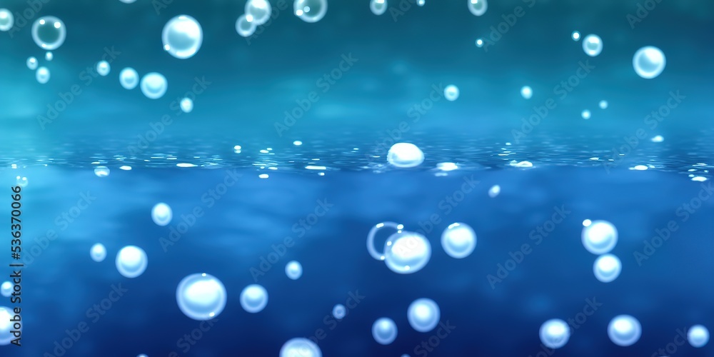 Closeup of desaturated transparent clear calm water surface texture with splashes and bubbles. Trendy abstract nature background.. High quality Illustration