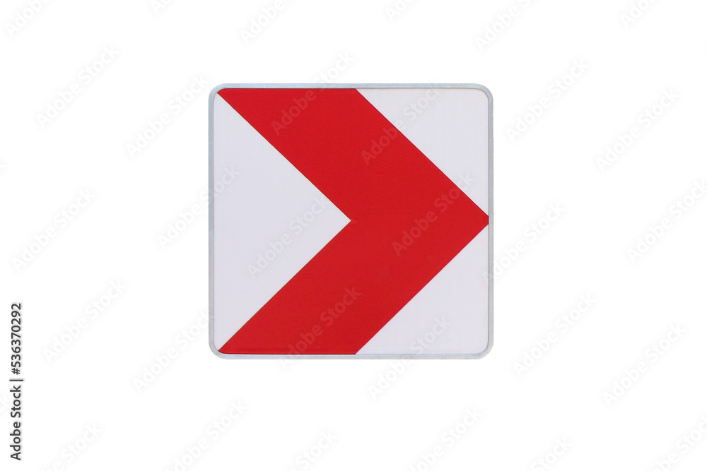 Sharp curve right arrow road sign isolated on white background Sharp curve right arrow road sign isolated on white background