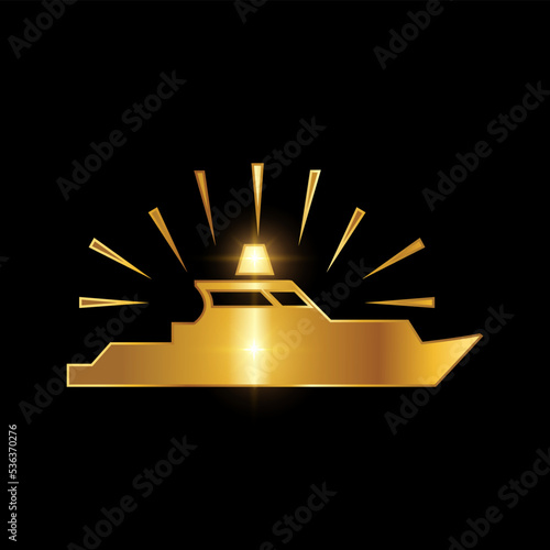 Golden Police Boat icon Vector Sign