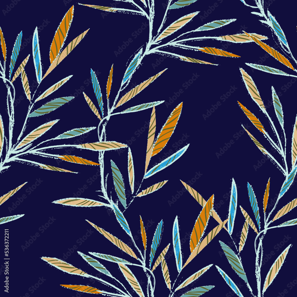 Sketched Leaves Seamless Pattern. Sketched Leaves Seamless Pattern.