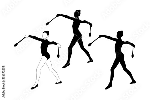 Flat design gymnast, gym girl  silhouette illustration. Gymnastics. Isolated vector