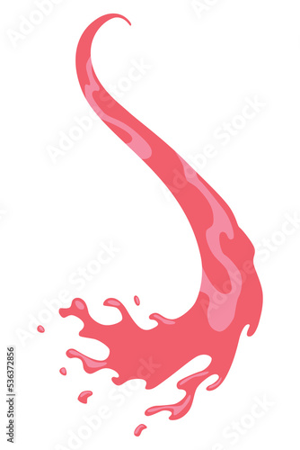 Squirt splashe. Colourful flowing spattering. Splattered pure juice or liquid. Drops with abstract forms of wave. Cartoon illustration with color water splash