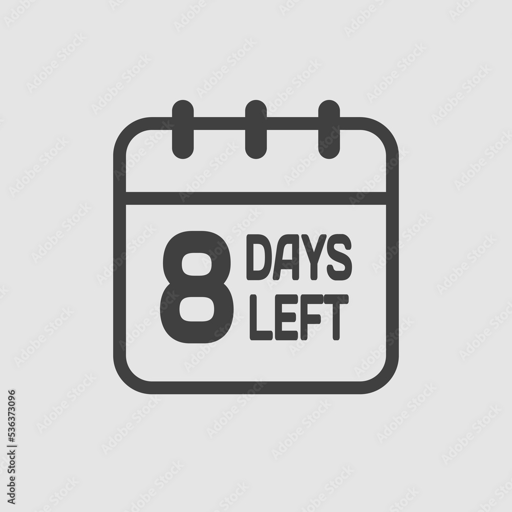 Countdown daily page calendar icon - 8 days left Countdown daily page calendar icon - 8 days left