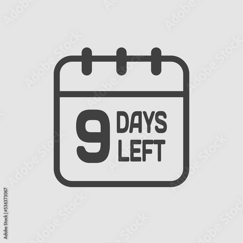 Countdown daily page calendar icon - 9 days left