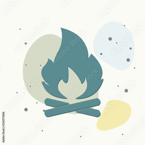 Vector campfire icon on multicolored background.