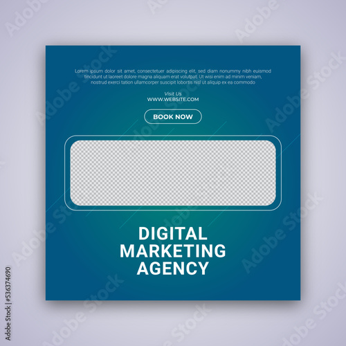 Digital Marketing Agency Social Media Post Template Design. Social media marketing agency. Banner of vector soft green background.
