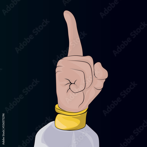 Obraz na płótnie Anime hand, raising the index finger, vertical position.