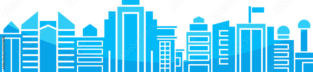 blue city skyscraper silhouette illustration