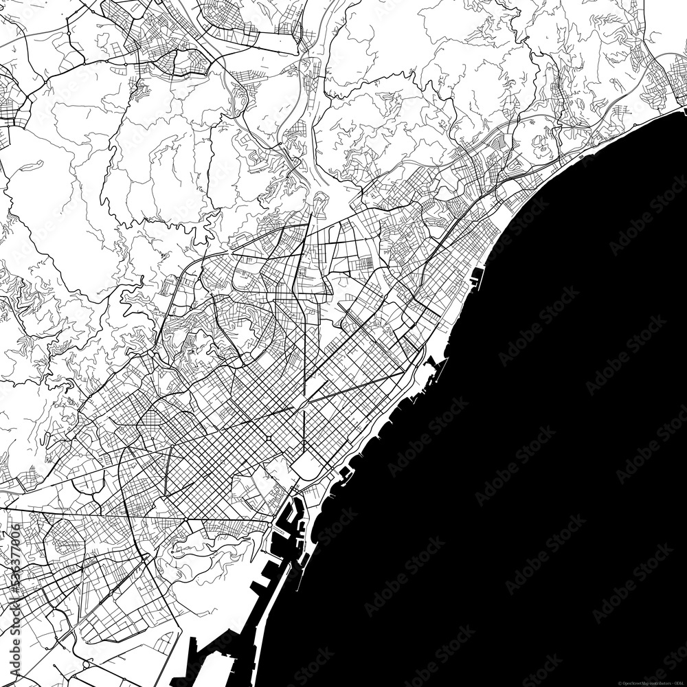 Naklejka premium Area map of Sant Marti Spain with white background and black roads