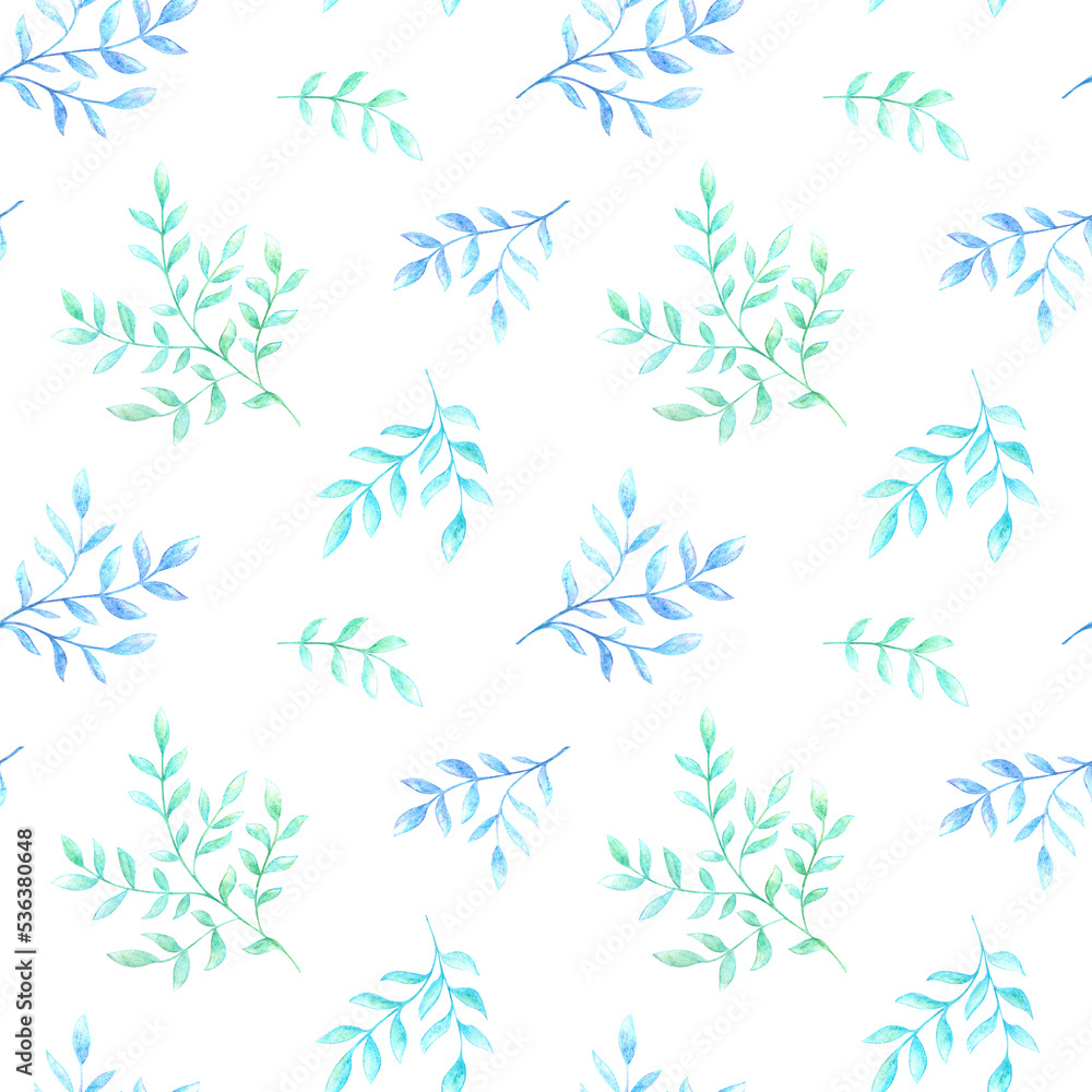A pattern with twigs drawn with watercolor pencils, highlighted on a white background. A pattern with twigs drawn with watercolor pencils, highlighted on a white background.