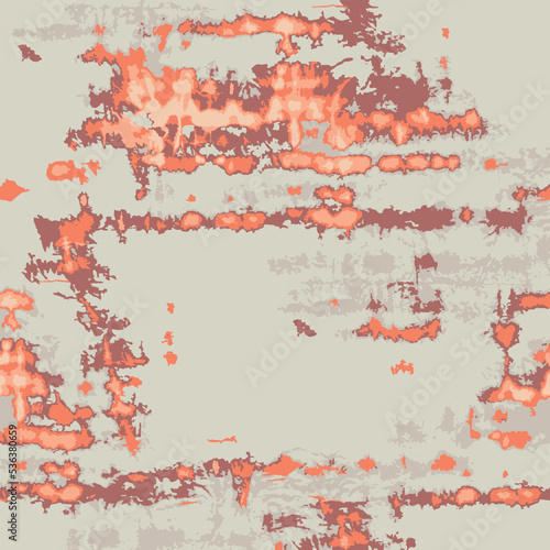 Vector Tie Dye Pattern. Grey Summer Texture. Space Dye Fabric. Seamless Hand Drawn Organic Design. Batik Ikat. Orange Wet Art Print. Watercolor Design. Rust Imitation Texture.