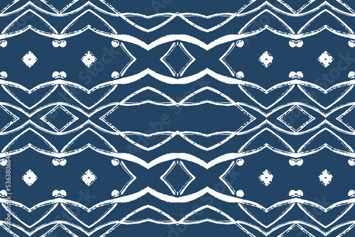 Ethnic Vector Ikat Boho Rug. Indigo Abstract Decoration. Carpet Geometric Trendy. Blue Design Ceramic. Blue Graphic Artwork. African Mosaic. Pillowcase Hippie Bohemian.