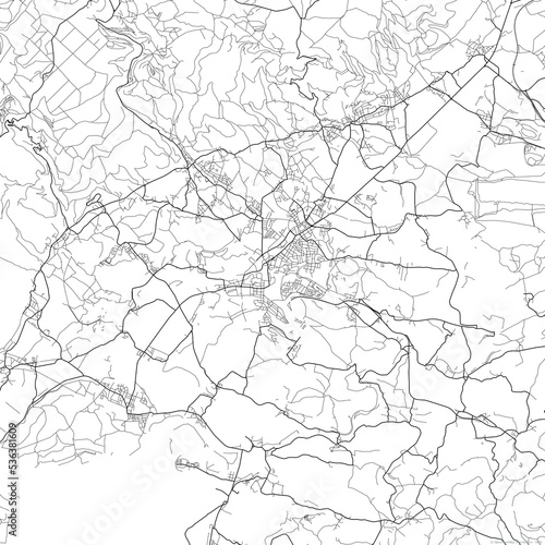 Area map of Teplice Czech Republic with white background and black roads