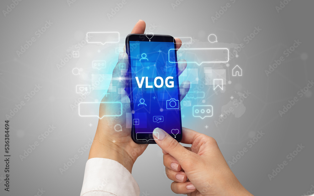 Hand using smartphone with social media concept Hand using smartphone with social media concept