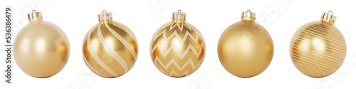 Fotografia Set of golden baubles for Christmas or New Year holidays design, 3d render