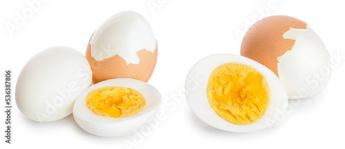 фотографія boiled egg and half isolated on white background