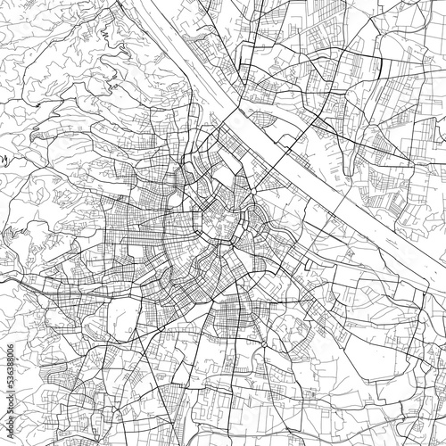 Area map of Vienna Austria with white background and black roads