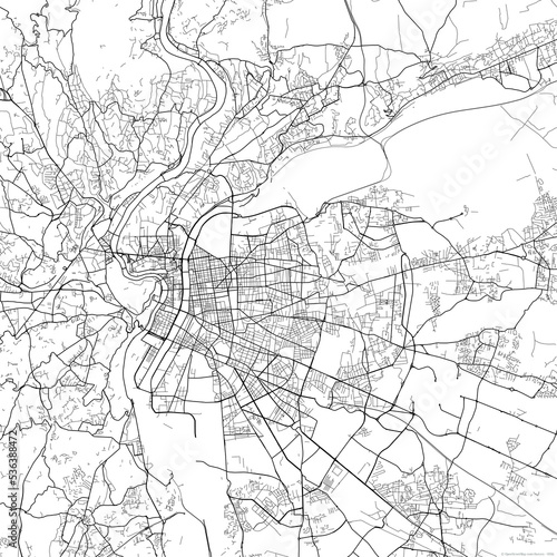 Area map of Villeurbanne France with white background and black roads