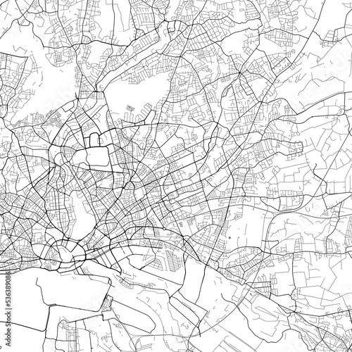 Area map of Wandsbek Germany with white background and black roads