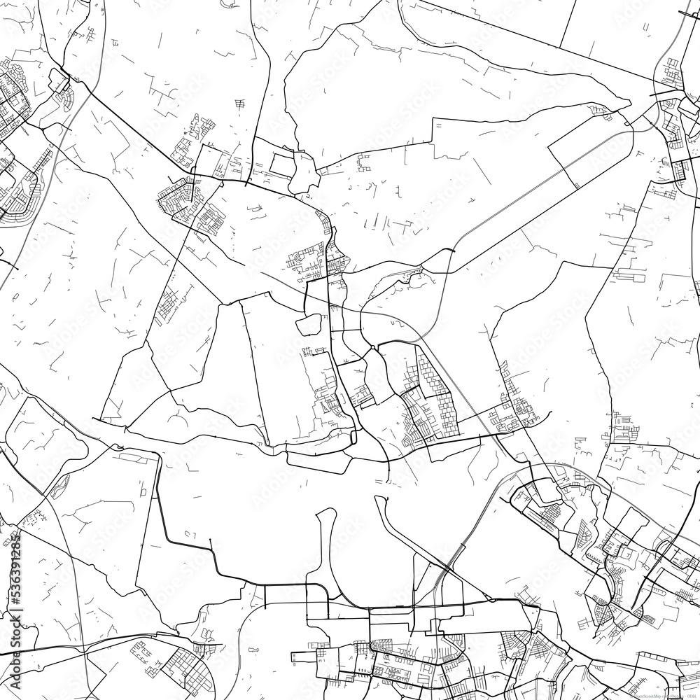 Fototapeta premium Area map of Zaanstad Netherlands with white background and black roads