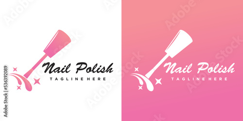Nail salon icon logo design manicure vector design nail polish and female finger logotype Premium Vector