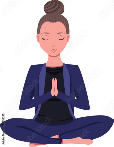 Woman meditating in lotus. Concept illustration for yoga, meditation, relax
