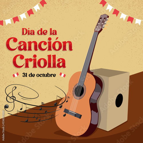 Obraz na plátně Ilustración por el Día de la Canción Criolla
