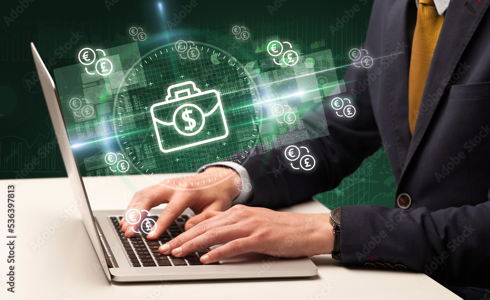 business hand working in stock market business hand working in stock market
