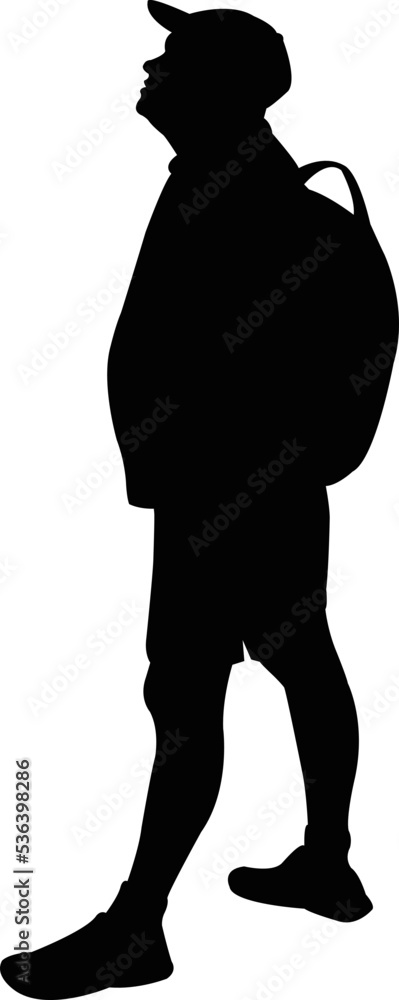 a man with backpack, body silhouette vector