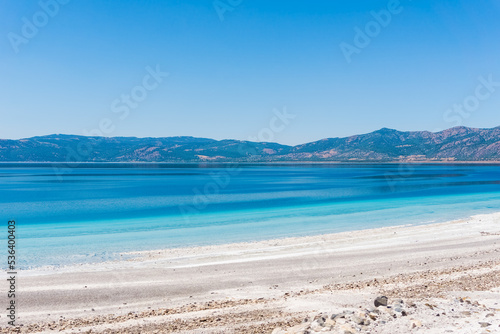 Salda Lake in Burdur, Turkey. Turquoise crater lake.