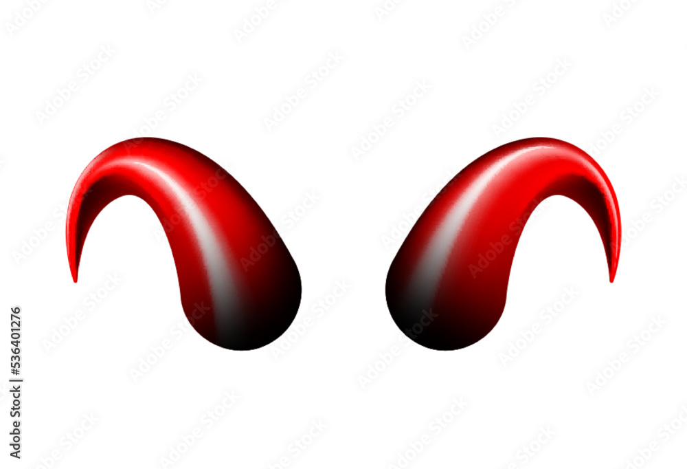 Realistic red and black Halloween Devil Horns . Satan demon accessories.  Stock Vector | Adobe Stock