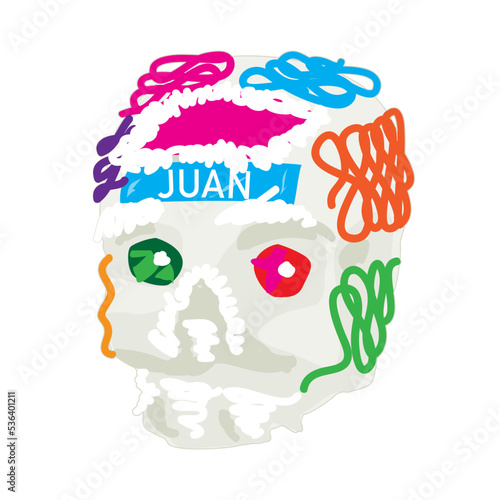 Calavera de azúcar del día de muertos con nombre