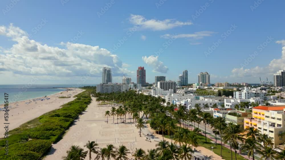 Hot winter days in Miami Beach. Aerial drone video Hot winter days in Miami Beach. Aerial drone video