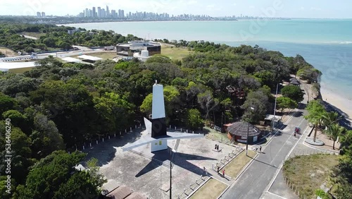 Bird's eye view of Cabo Branco Lighthouse in Joao Pessoa, Paraiba, Brazil photo