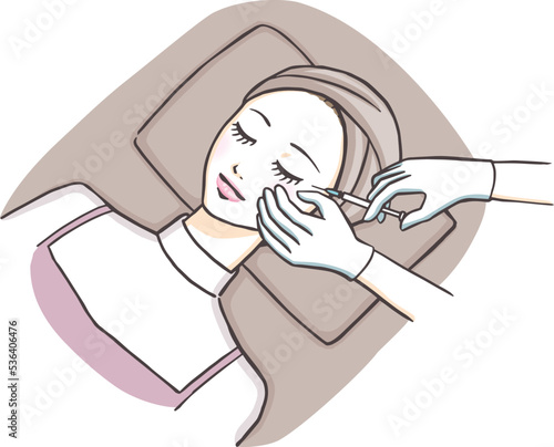 美容外科でシワに注射をする女性 a beautiful woman doing botox injection