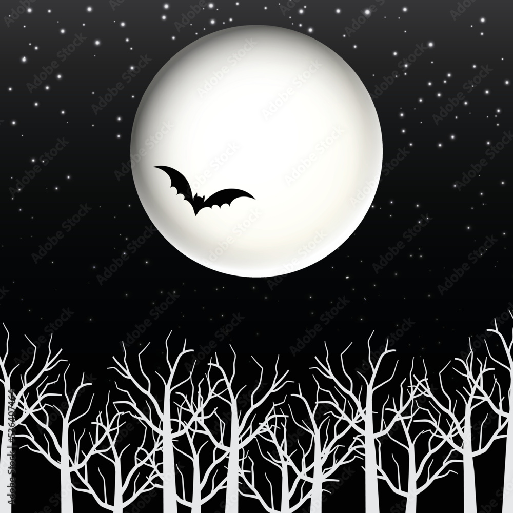 Naklejka premium Spooky mystic card with full Moon