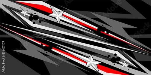 vector racing background design with a unique pattern of stripes and a combination of star-spotted arrows with grayscale color and red
