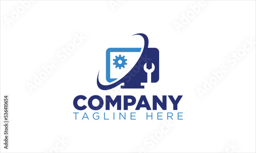 Computer repair modern vector logo icon template design