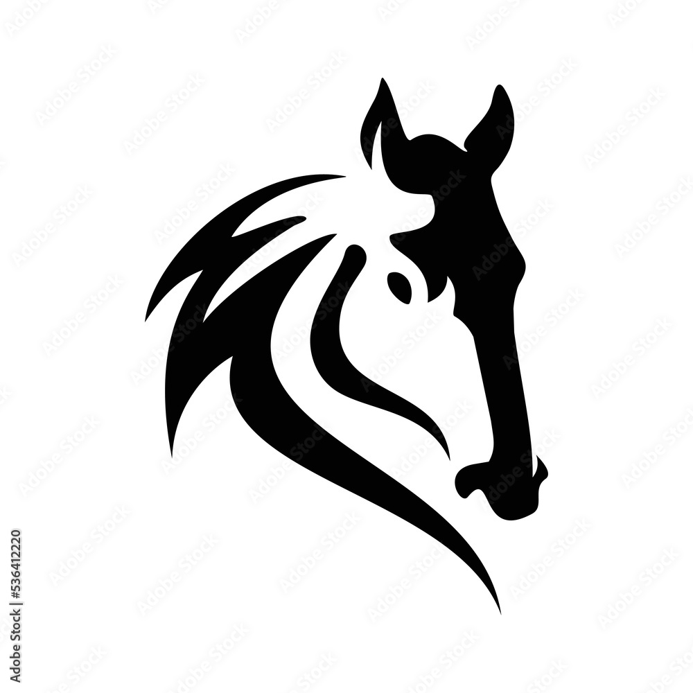 Silhouette round head horse vector icon on the modern flat style for we Silhouette round head horse vector icon on the modern flat style for we