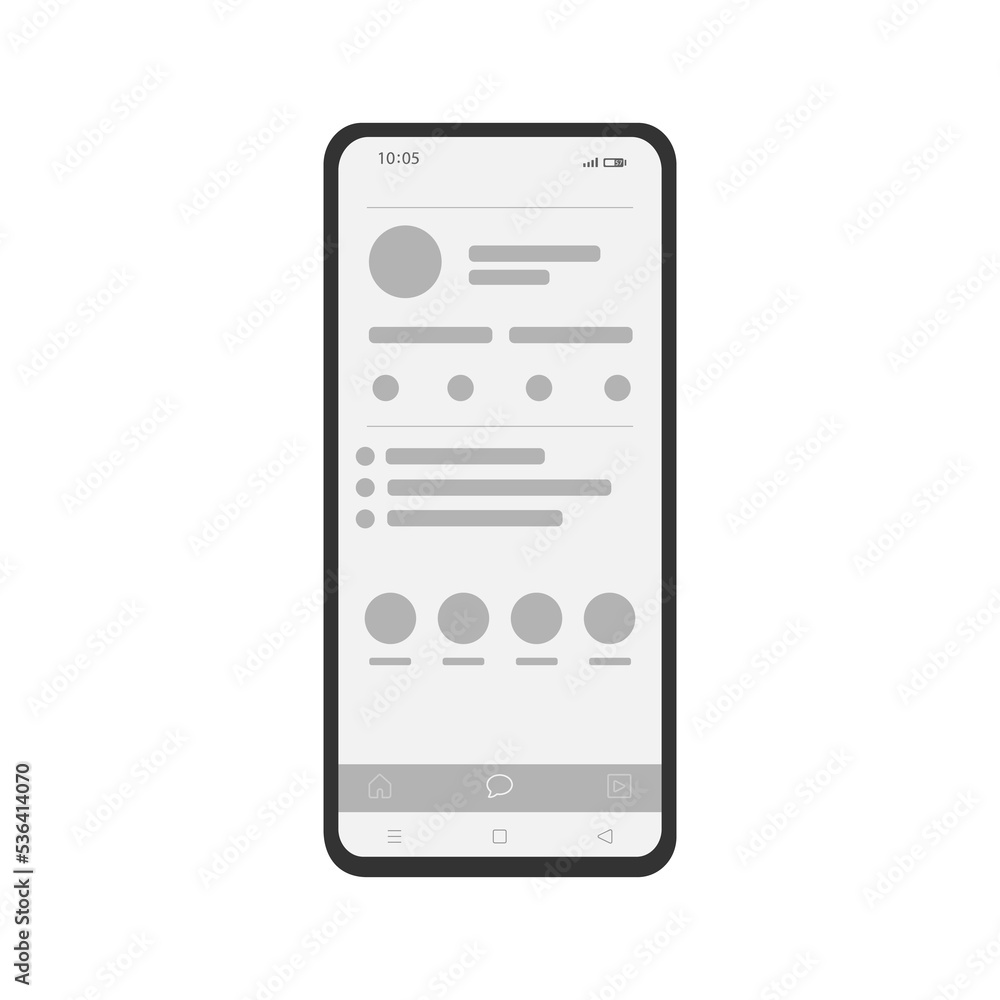 Mobile phone with social network design concept on the screen. Smartphone with interface carousel on social network. Mobile phone with social network design concept on the screen. Smartphone with interface carousel on social network.