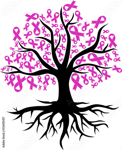 breast cancer tree vector, healthcare icon